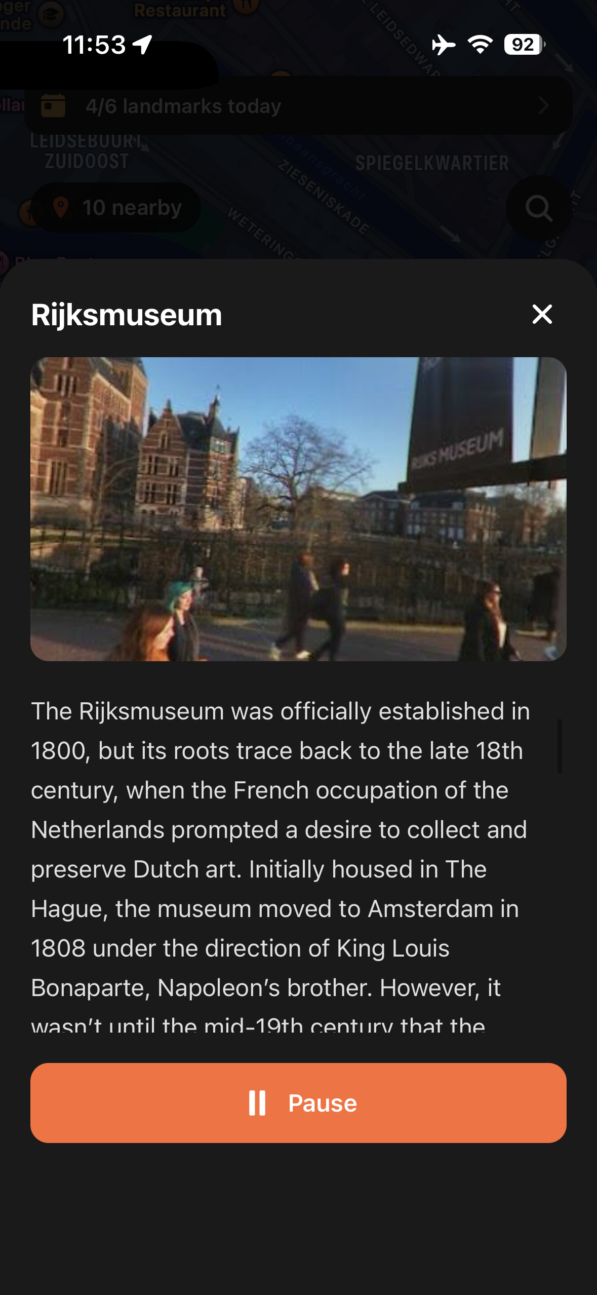 Urban Tales story panel for the Rijksmuseum in Amsterdam with photo and narration