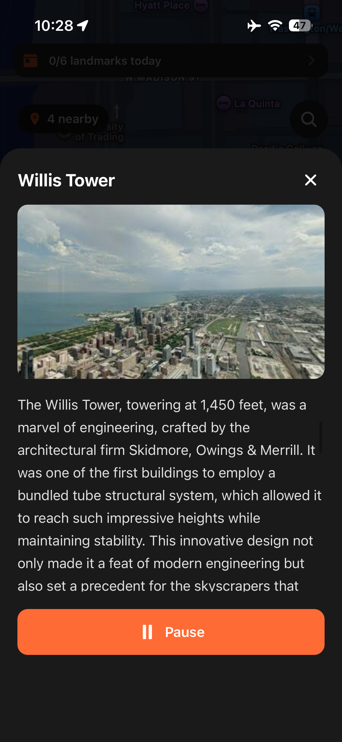 Urban Tales story panel in Chicago with photo and narration