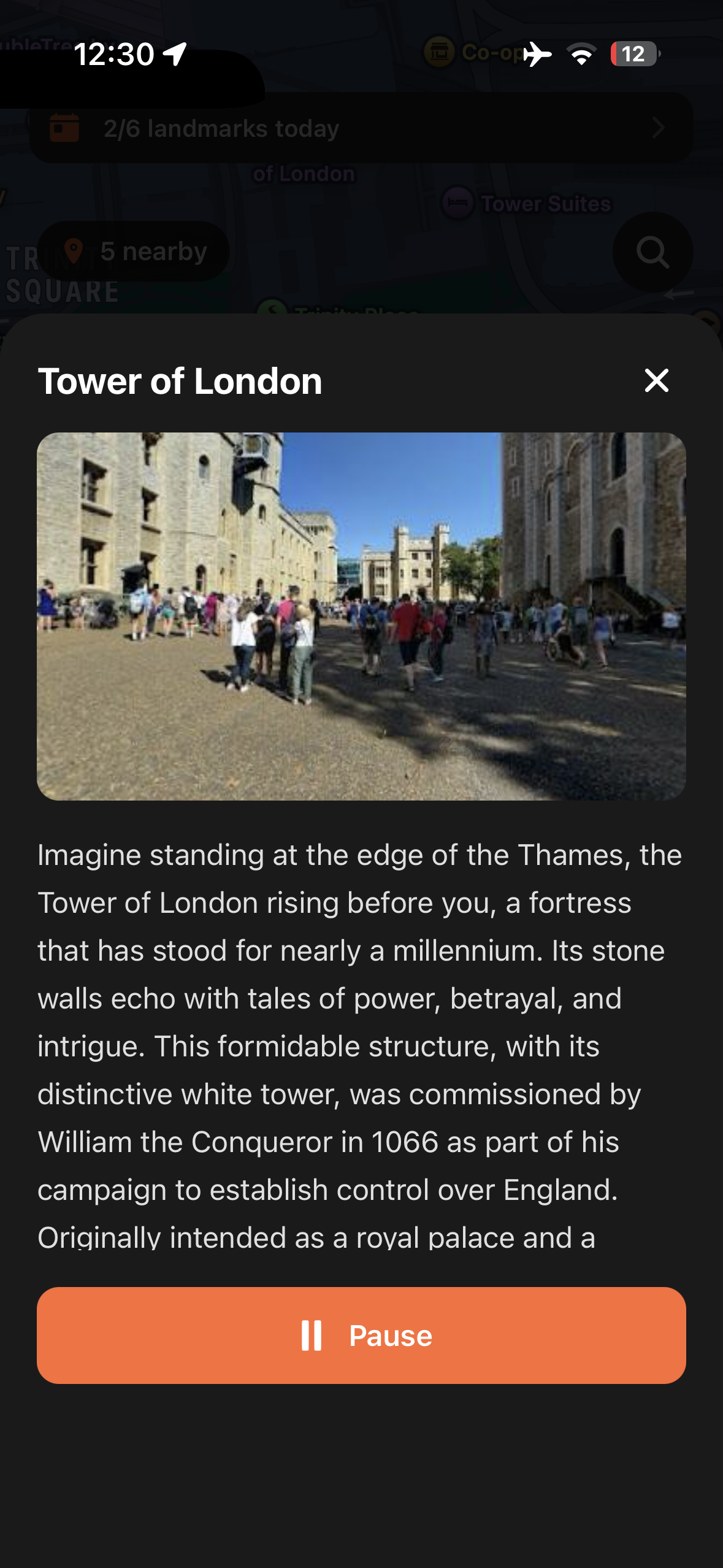 Urban Tales story panel for the Tower of London with narration and photo