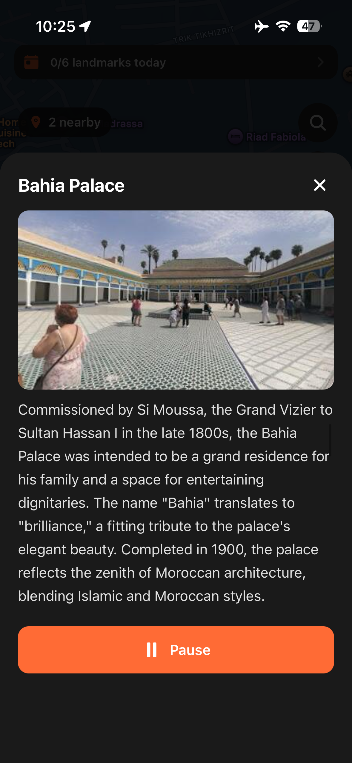 Urban Tales story panel in Marrakech with photo and narration